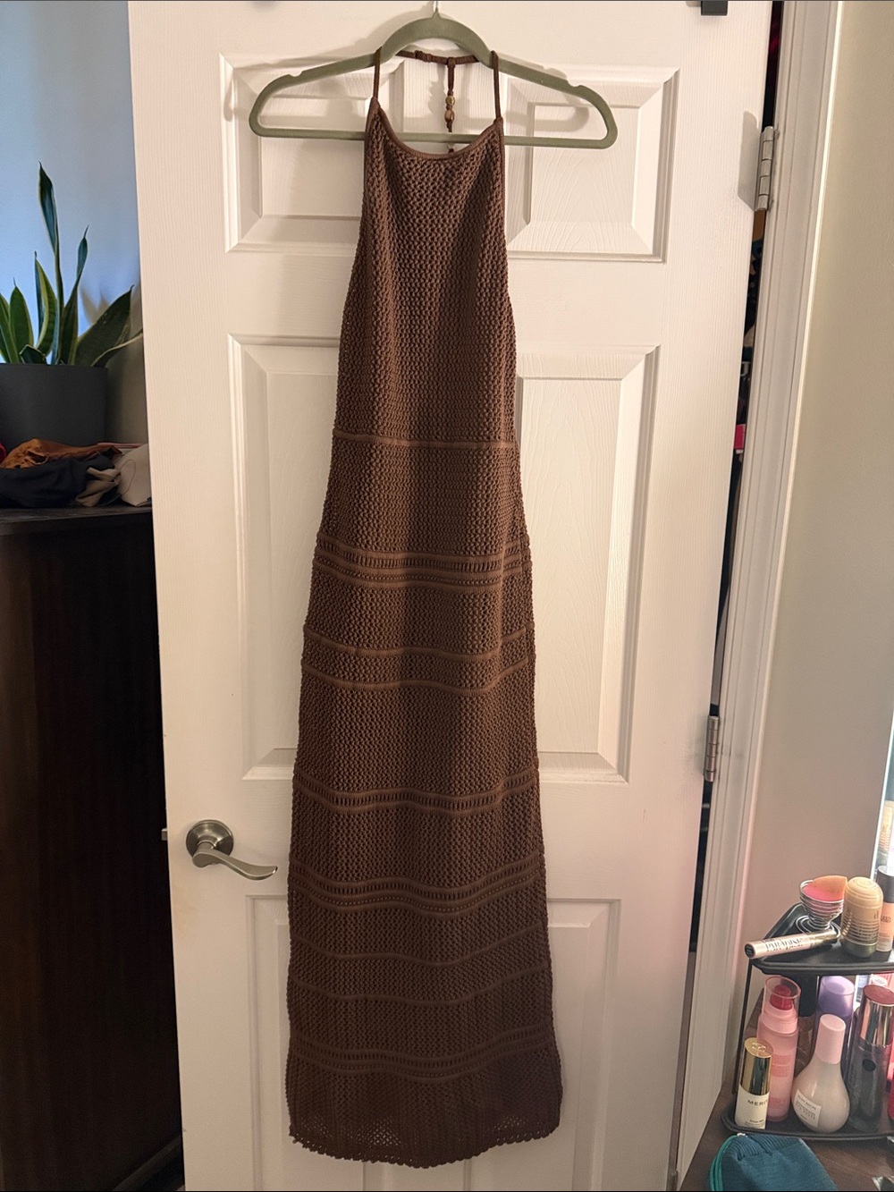 Abercrombie & Fitch Brown Crochet Halter Maxi